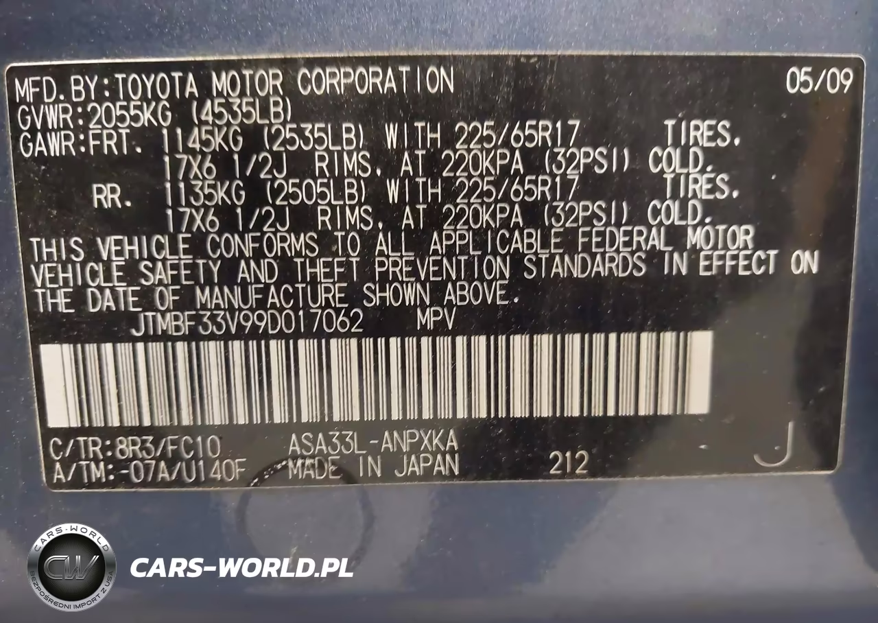 2009 Toyota Rav4 VIN:JTMBF33V99D017062 - 9