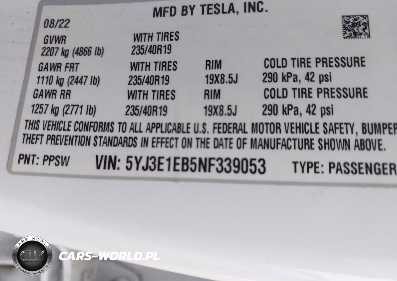 2022 Tesla Model 3 Long Range Dual Motor All-Wheel Drive VIN:5YJ3E1EB5NF339053 - 7