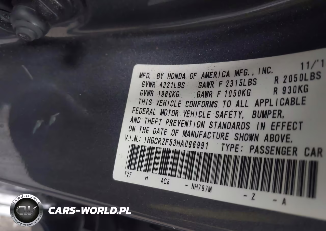 2017 Honda Accord Sport VIN:1HGCR2F53HA096991 - 9