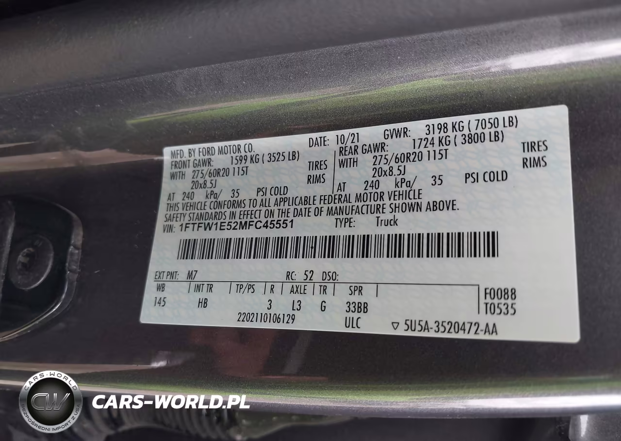 2021 Ford F-150 Lariat VIN:1FTFW1E52MFC45551 - 9