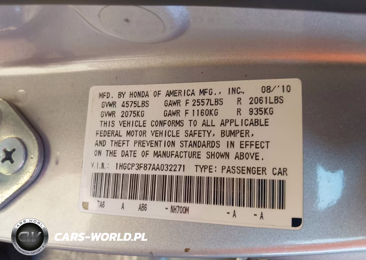 2010 Honda Accord 3.5 Ex-L VIN:1HGCP3F87AA032271 - 9