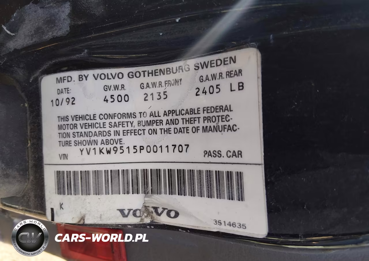 1993 Volvo 960 VIN:YV1KW9515P0011707 - 9