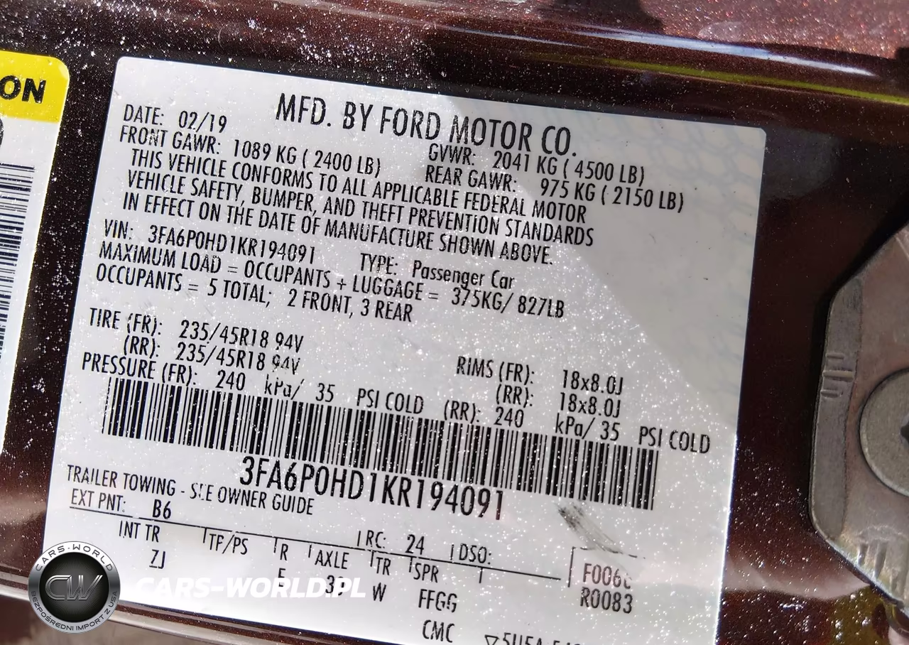 2019 Ford Fusion Se VIN:3FA6P0HD1KR194091 - 9
