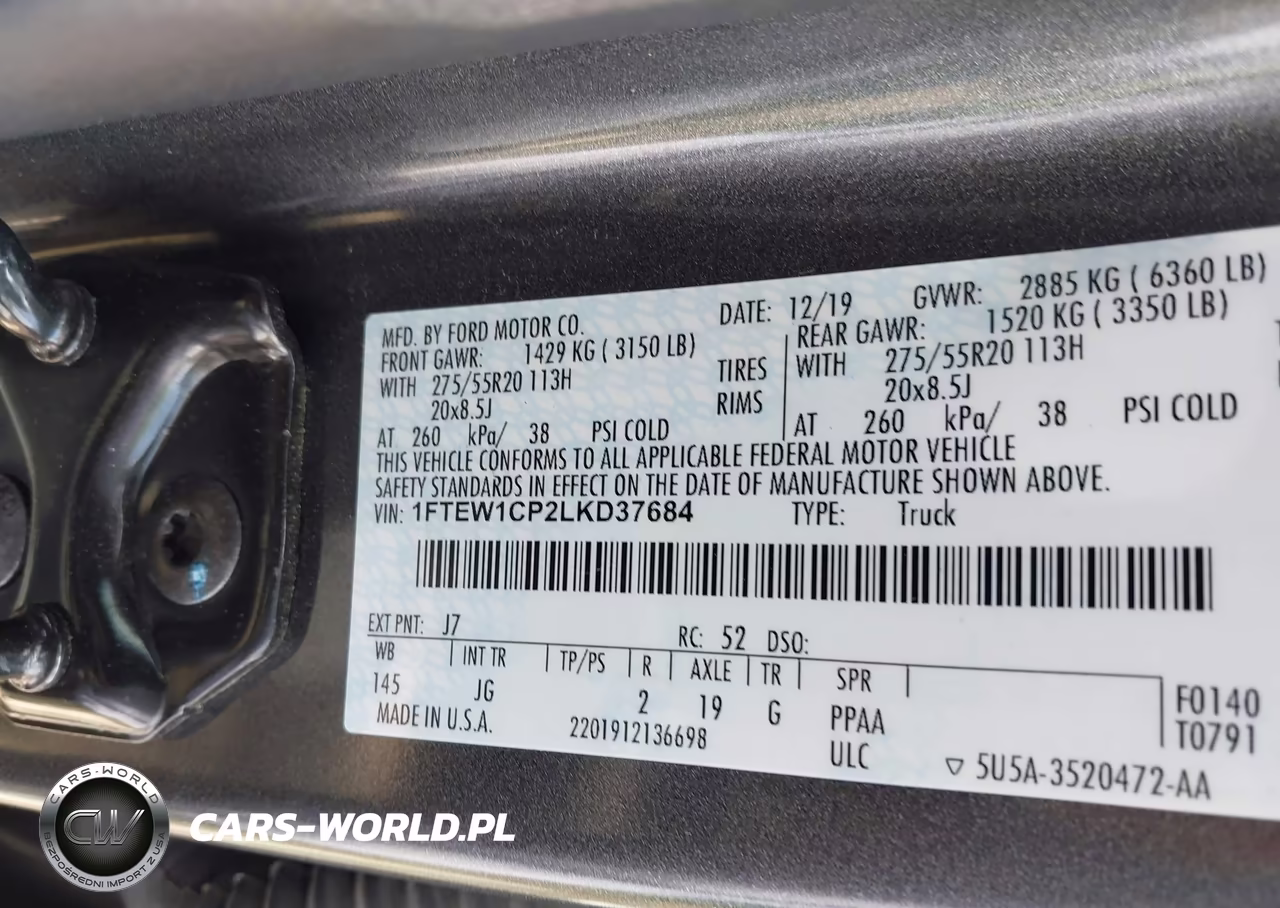 2020 Ford F-150 Xl VIN:1FTEW1CP2LKD37684 - 9