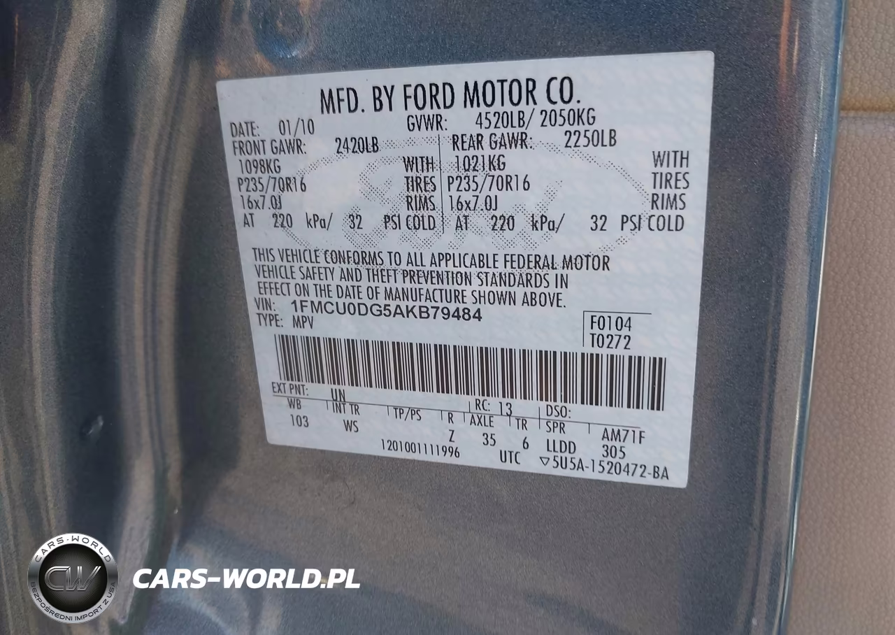 2010 Ford Escape Xlt VIN:1FMCU0DG5AKB79484 - 9