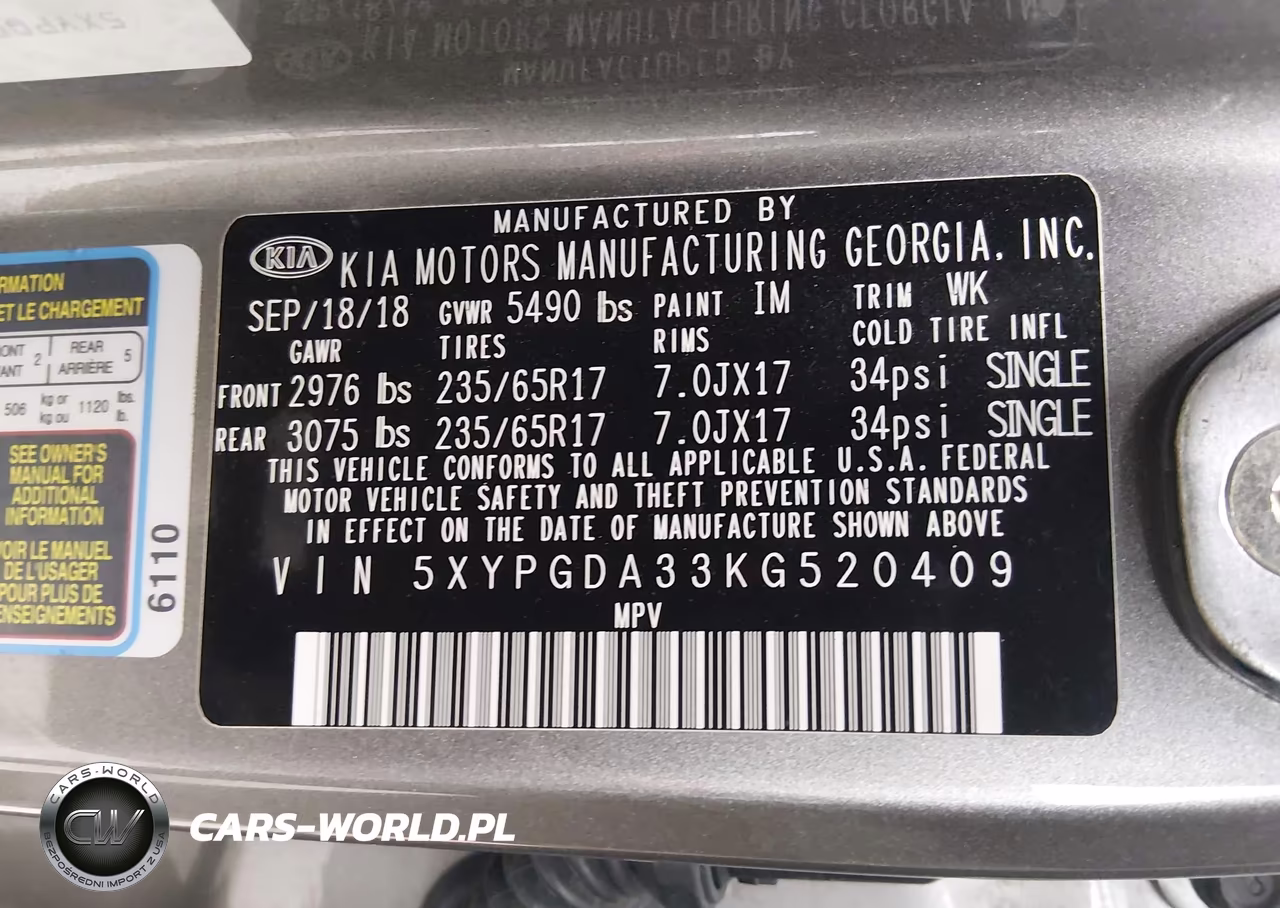 2019 Kia Sorento 2.4L Lx VIN:5XYPGDA33KG520409 - 9