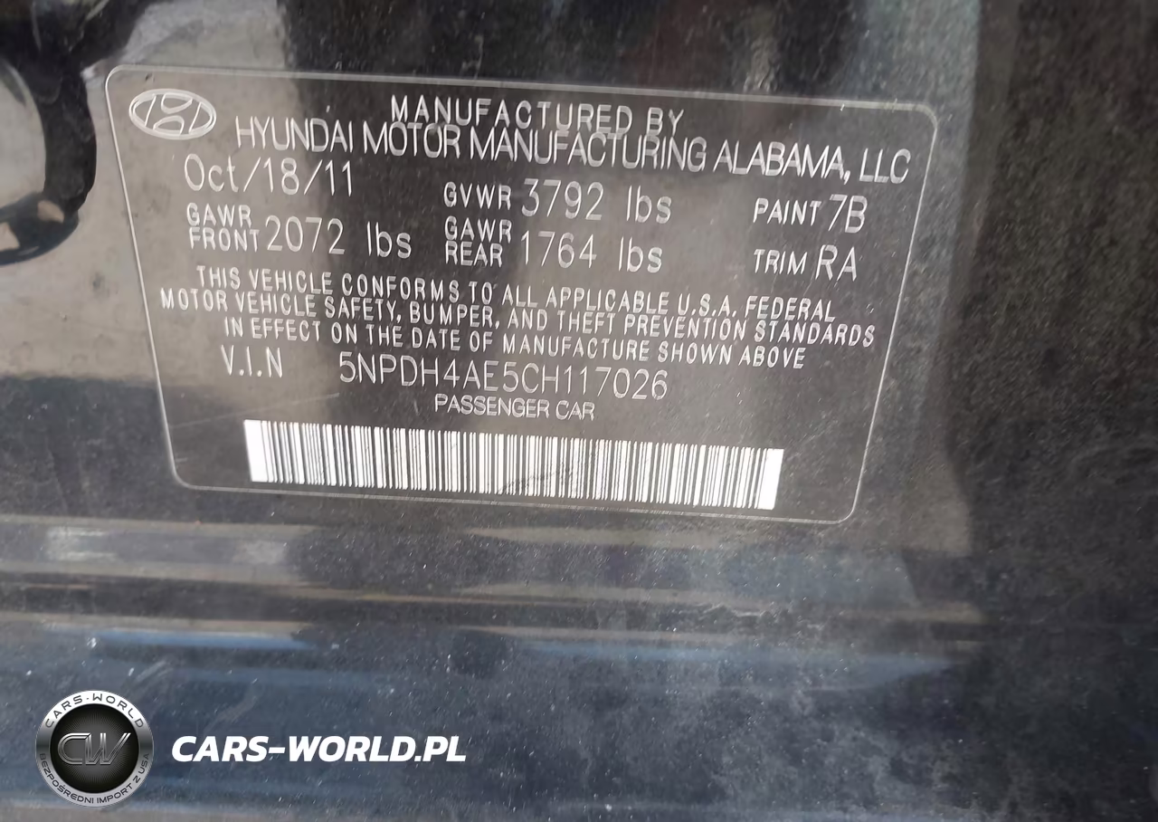 2012 Hyundai Elantra Limited VIN:5NPDH4AE5CH117026 - 9
