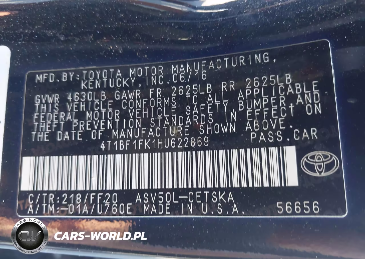 2017 Toyota Camry Se VIN:4T1BF1FK1HU622869 - 9