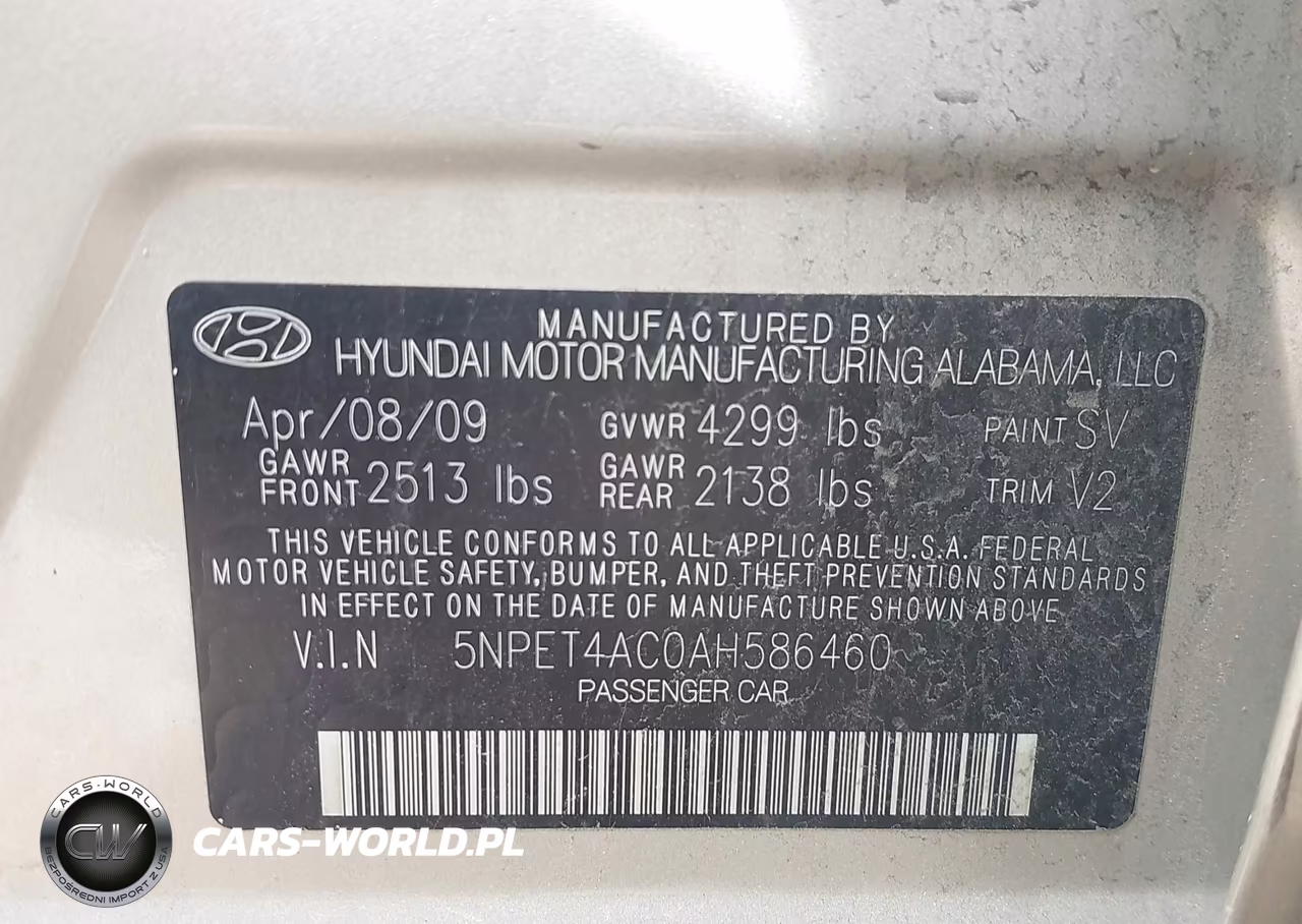 2010 Hyundai Sonata Gls VIN:5NPET4AC0AH586460 - 9