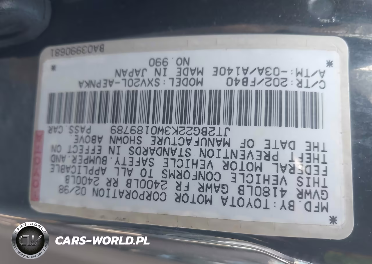 1998 Toyota Camry Le VIN:JT2BG22K3W0189789 - 9