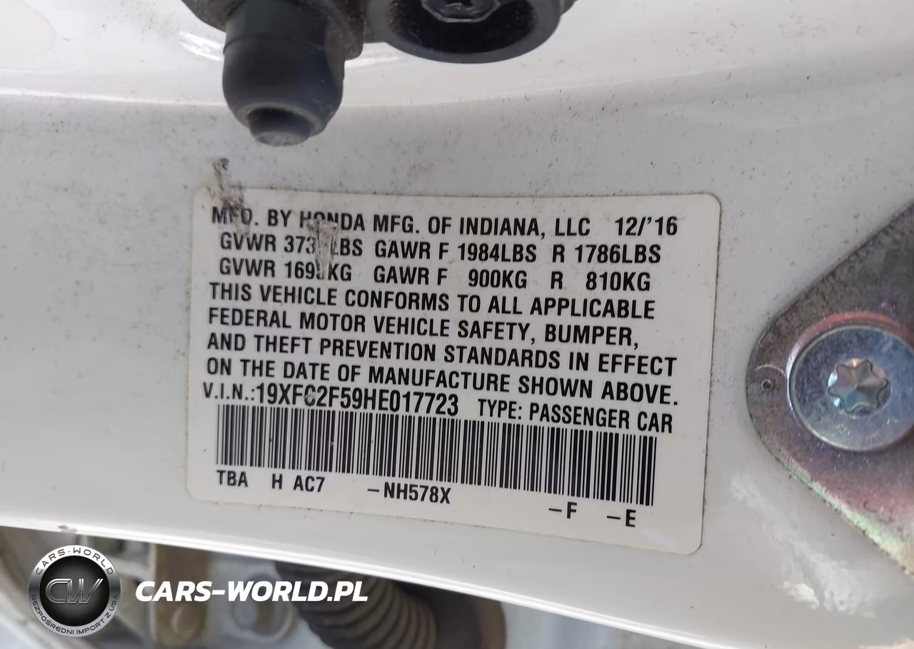 2017 Honda Civic Lx VIN:19XFC2F59HE017723 - 9