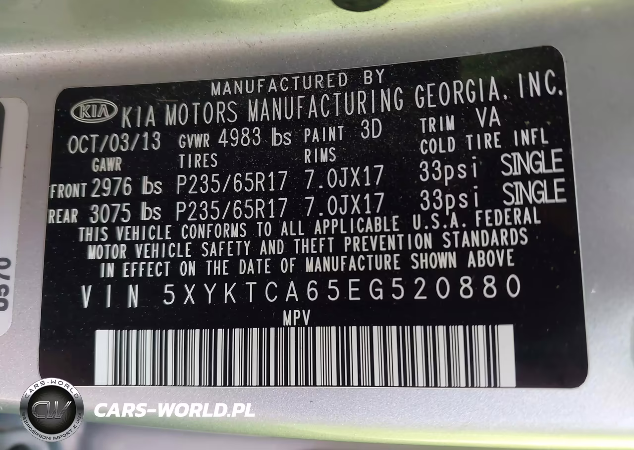 2014 Kia Sorento Lx VIN:5XYKTCA65EG520880 - 9