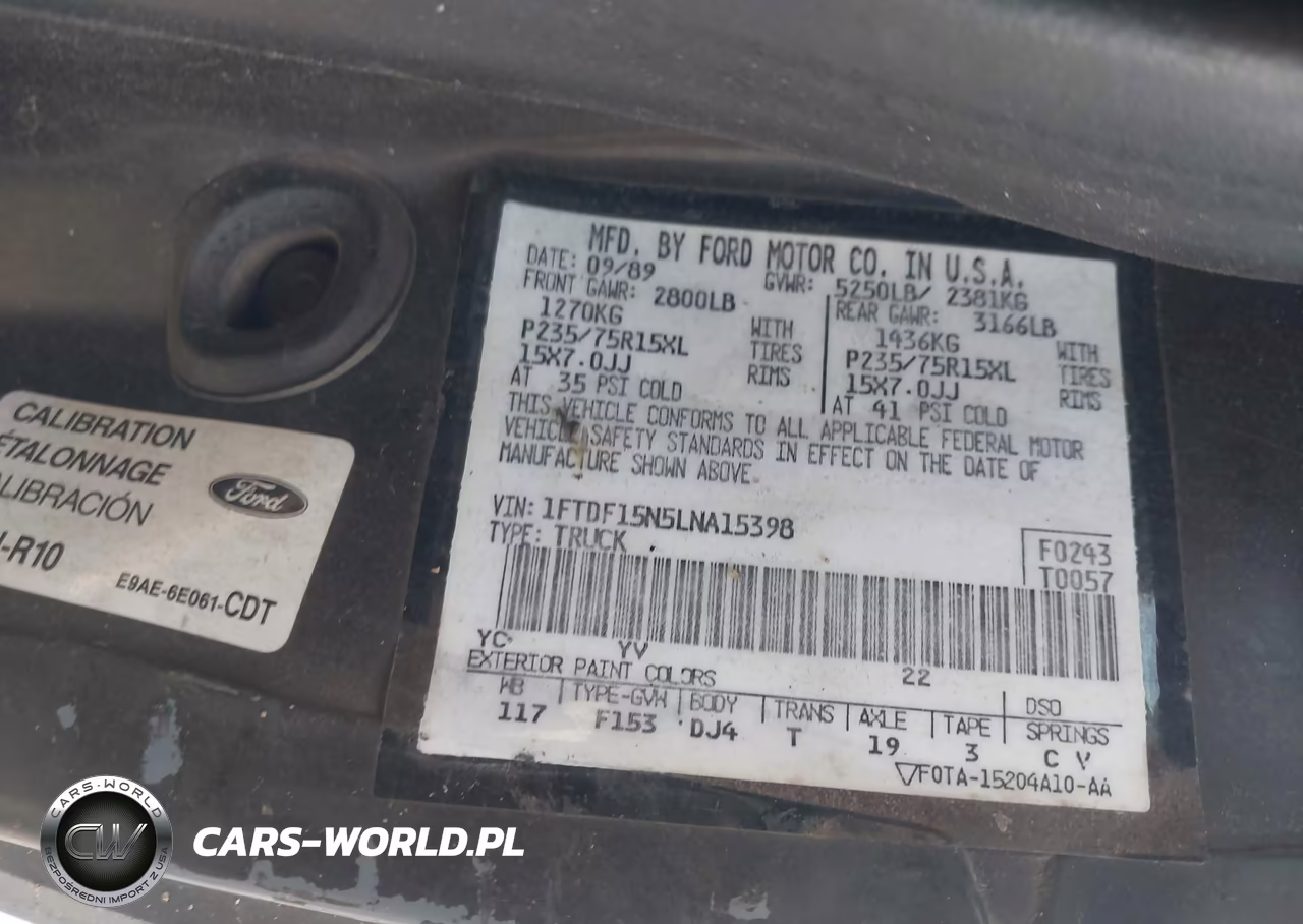 1990 Ford F150 VIN:1FTDF15N5LNA15398 - 9