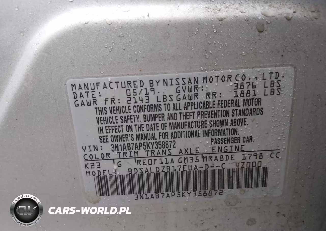 2019 Nissan Sentra Sv VIN:3N1AB7AP5KY358872 - 9