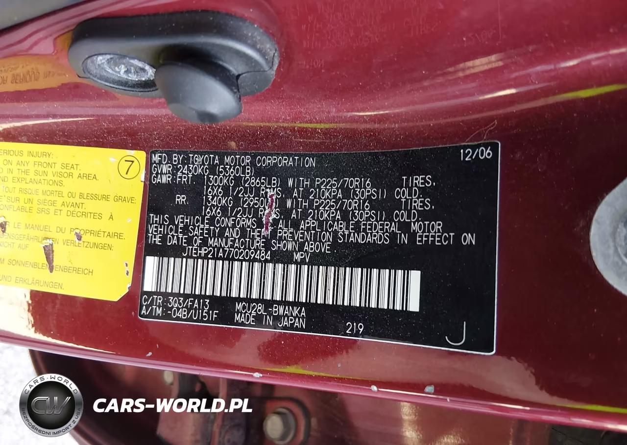 2007 Toyota Highlander V6 VIN:JTEHP21A770209484 - 9