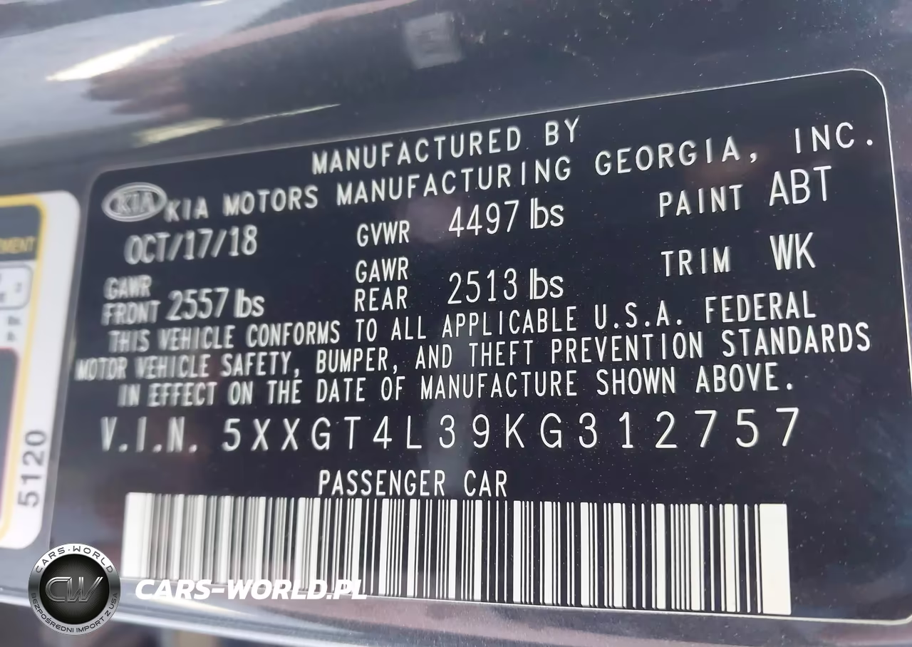 2019 Kia Optima Lx VIN:5XXGT4L39KG312757 - 9