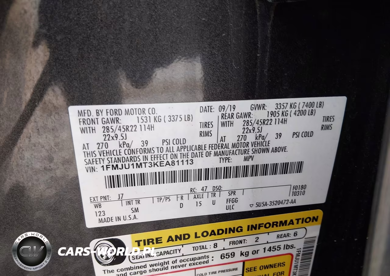 2019 Ford Expedition Platinum VIN:1FMJU1MT3KEA81113 - 9