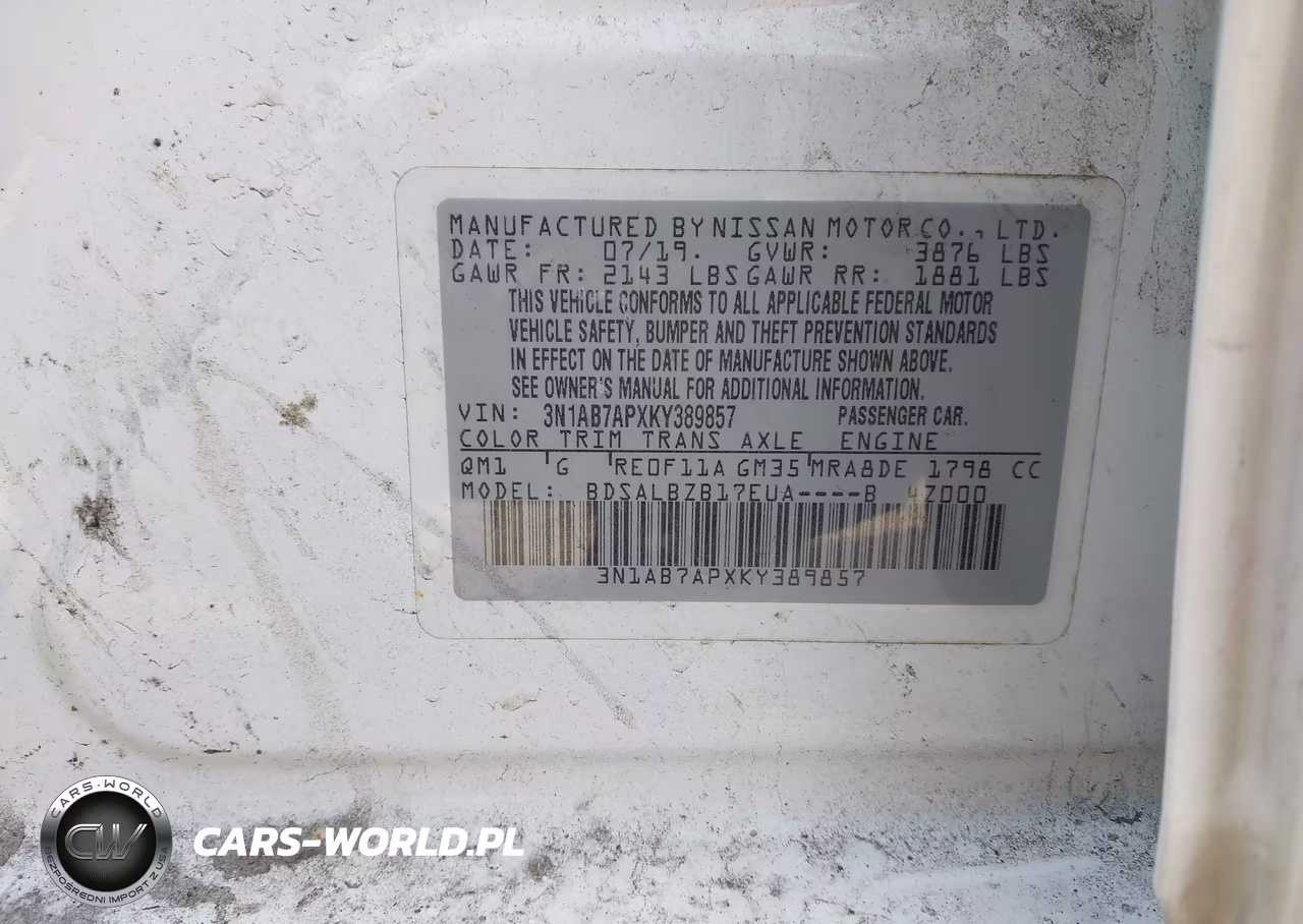 2019 Nissan Sentra S VIN:3N1AB7APXKY389857 - 9