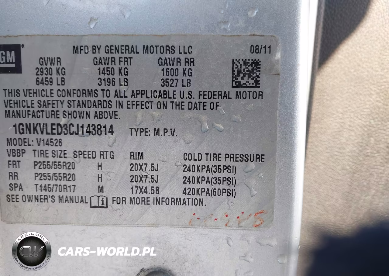2012 Chevrolet Traverse Ltz VIN:1GNKVLED3CJ143814 - 9
