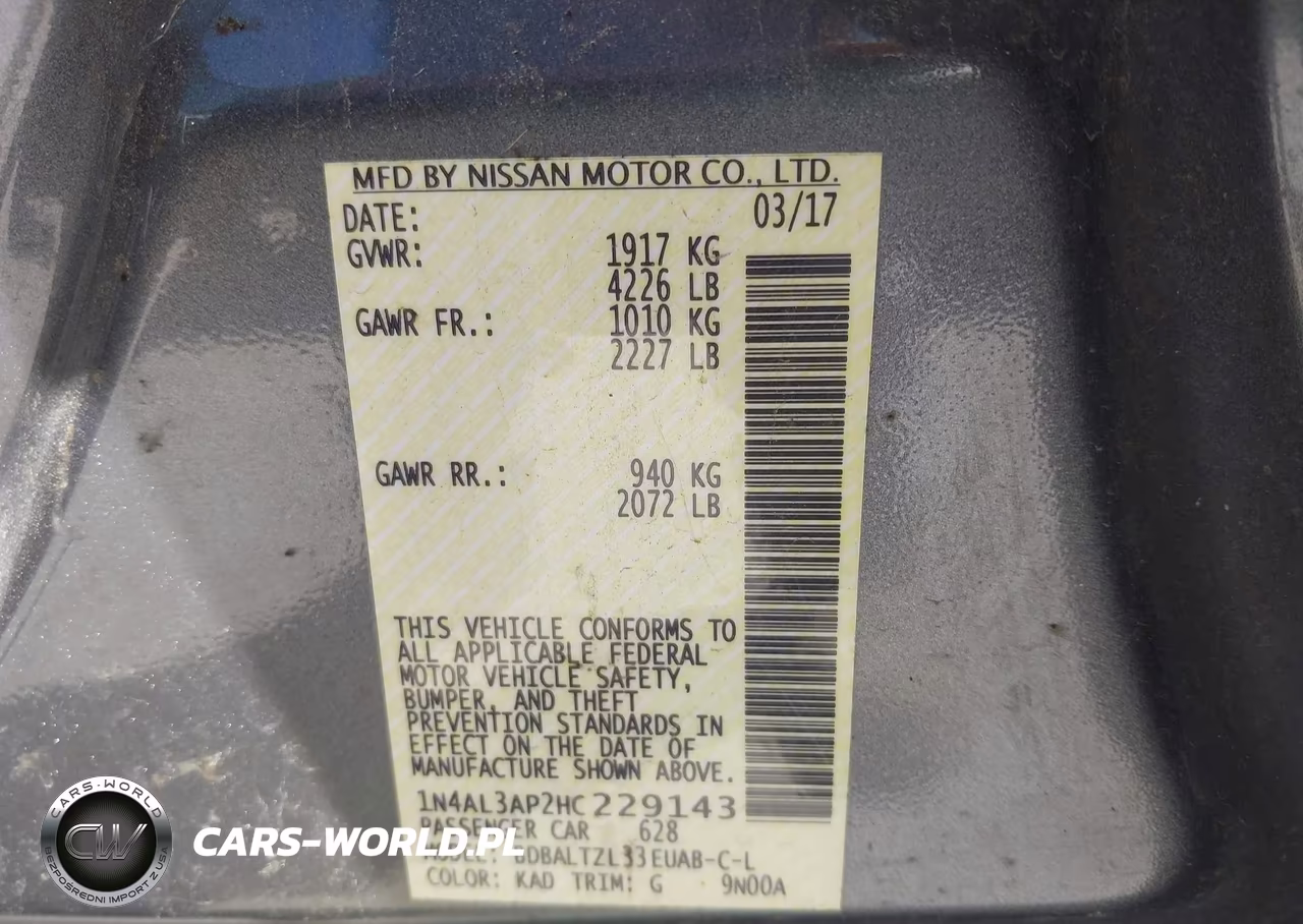 2017 Nissan Altima 2.5 Sl VIN:1N4AL3AP2HC229143 - 9