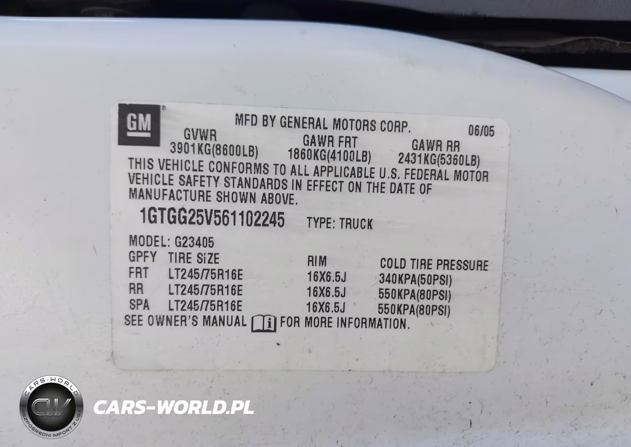 2006 GMC SAVANA WORK VAN VIN:1GTGG25V561102245 - 9