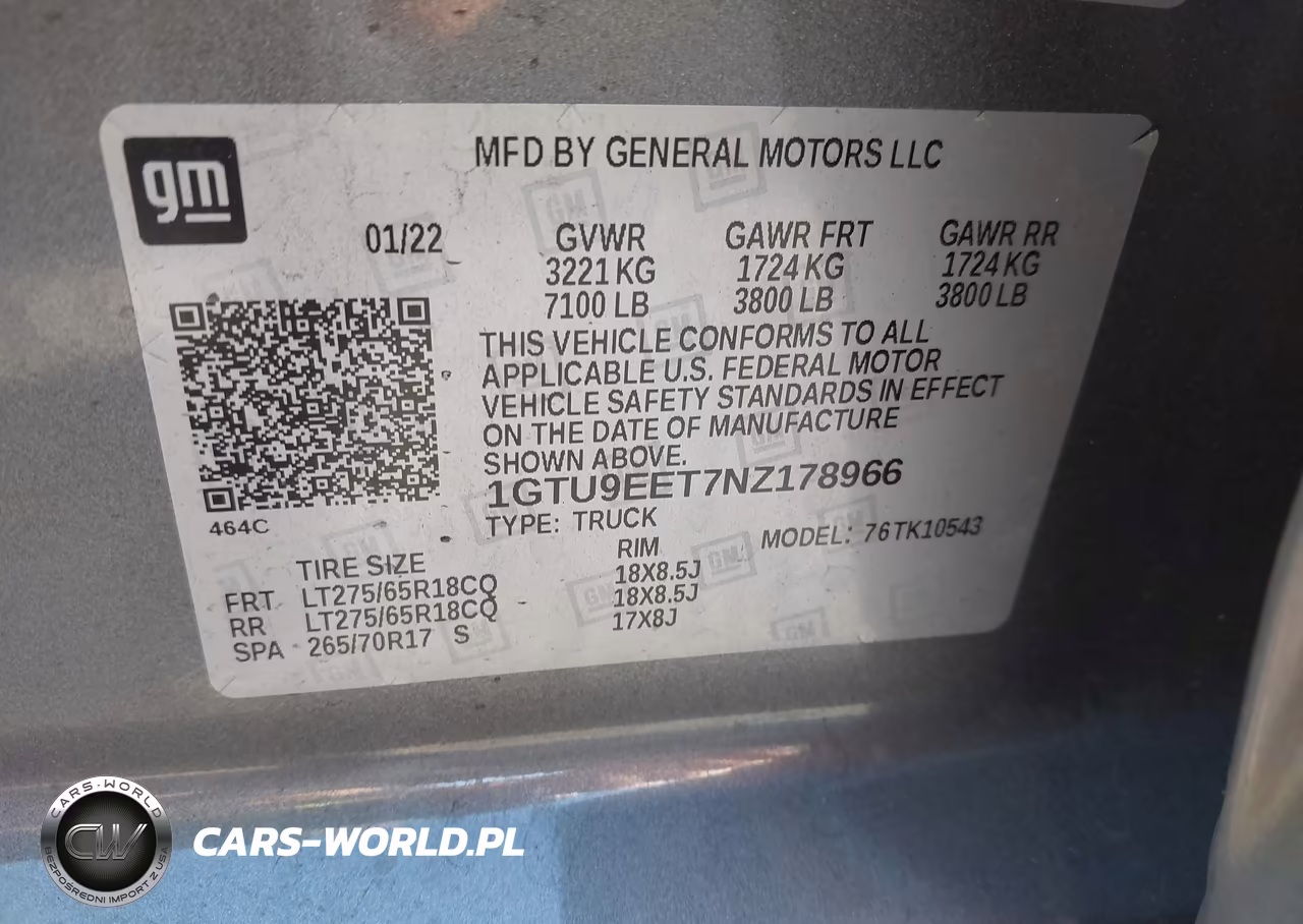 2022 GMC Sierra 1500 Limited 4Wd Short Box At4 VIN:1GTU9EET7NZ178966 - 9