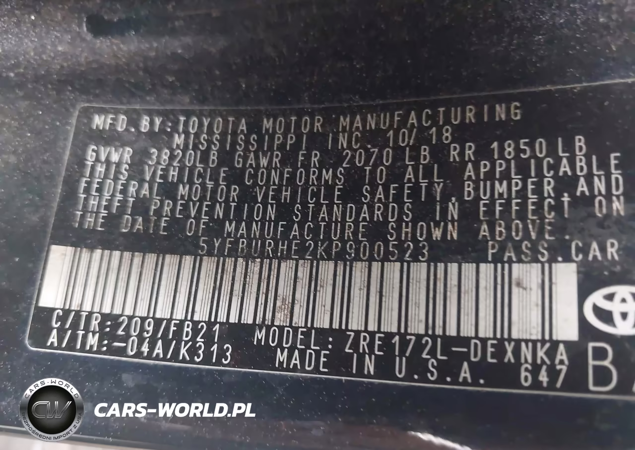 2019 Toyota Corolla Le VIN:5YFBURHE2KP900523 - 9