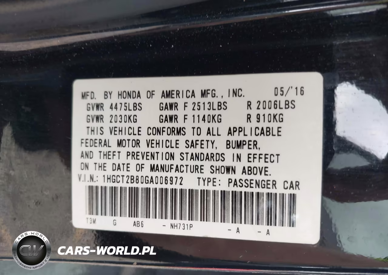 2016 Honda Accord Ex-L V-6 VIN:1HGCT2B80GA006972 - 9