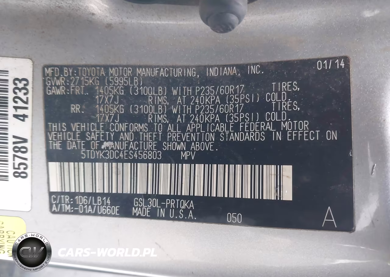 2014 Toyota Sienna Xle V6 8 Passenger VIN:5TDYK3DC4ES456803 - 9