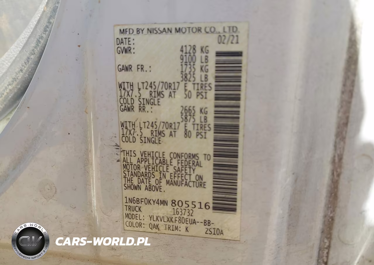 2021 Nissan Nv Cargo Nv2500 Hd Sv Standard Roof V6 VIN:1N6BF0KY4MN805516 - 9
