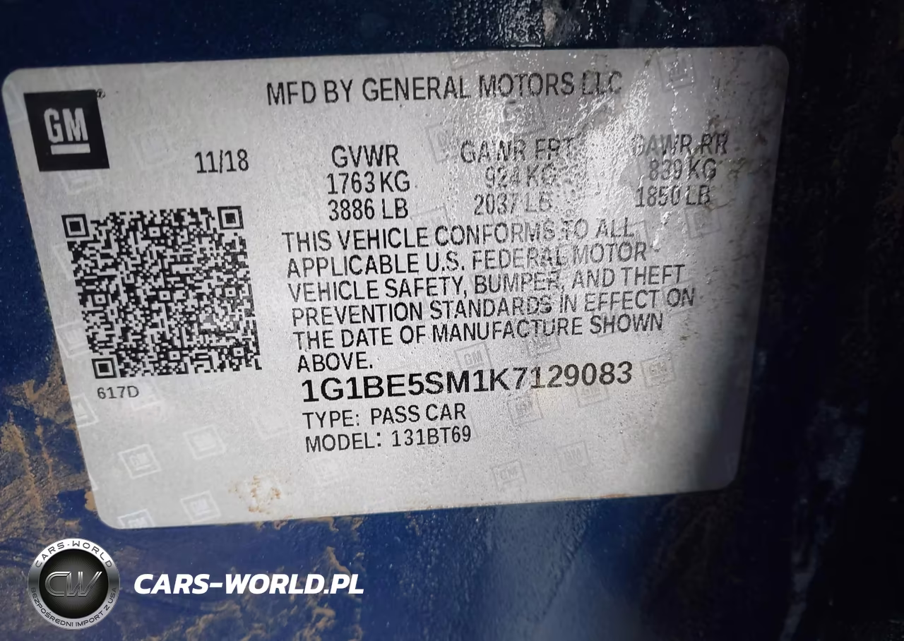 2019 Chevrolet Cruze Lt VIN:1G1BE5SM1K7129083 - 9