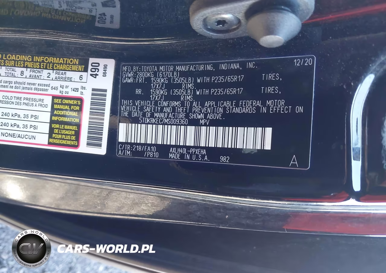2021 Toyota Sienna Le VIN:5TDKRKEC7MS009360 - 9