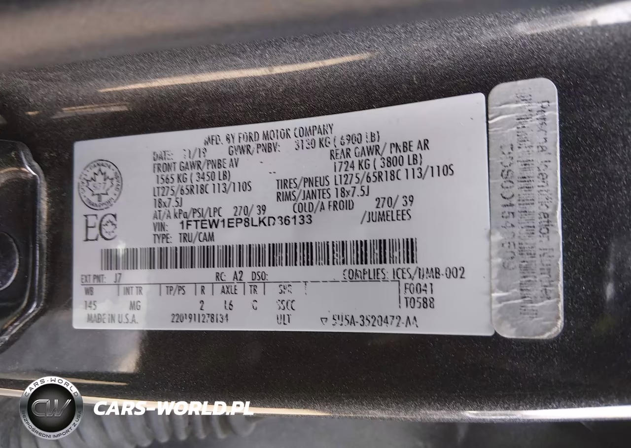 2020 Ford F-150 Xlt VIN:1FTEW1EP8LKD36133 - 9
