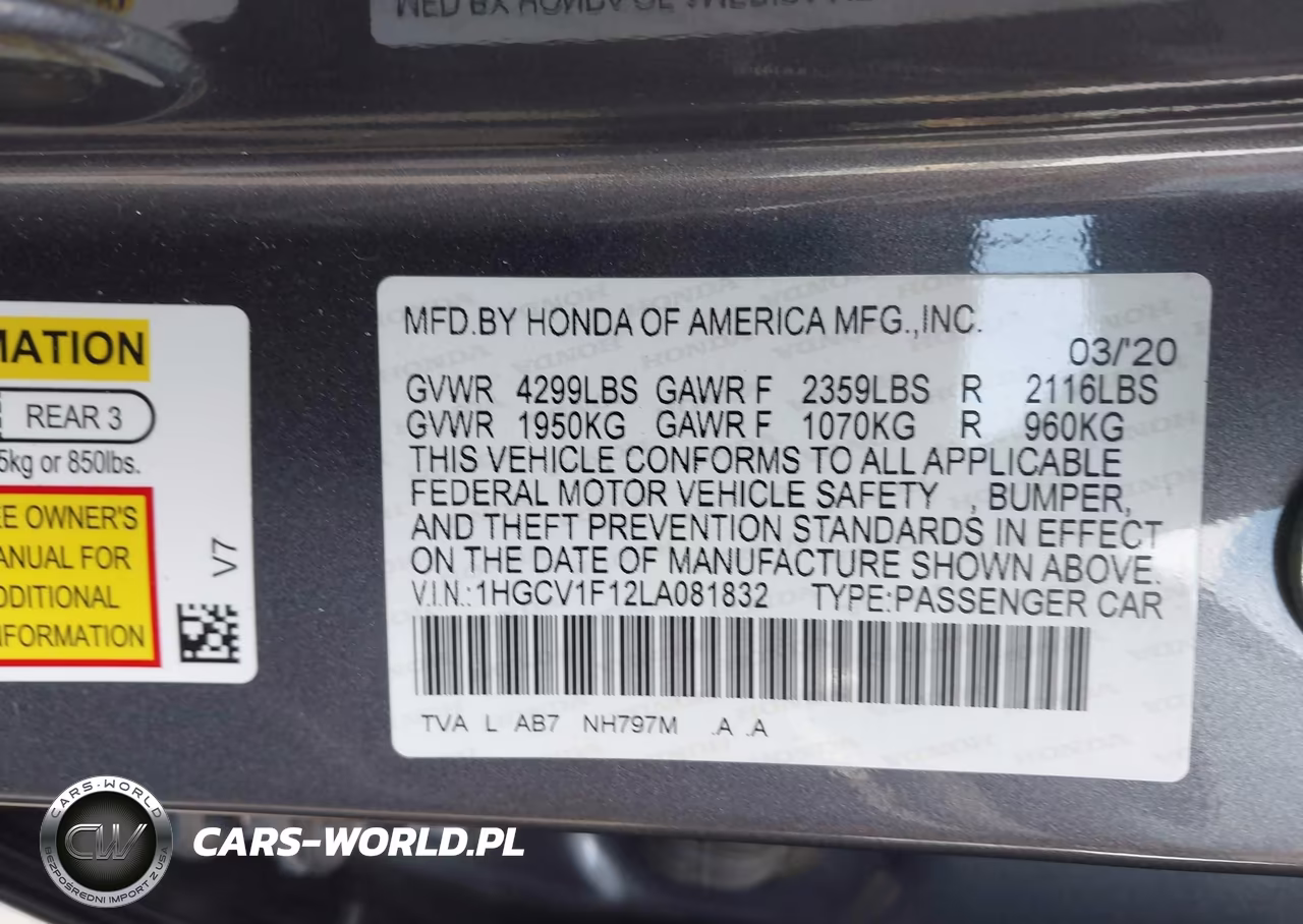 2020 Honda Accord Lx VIN:1HGCV1F12LA081832 - 9