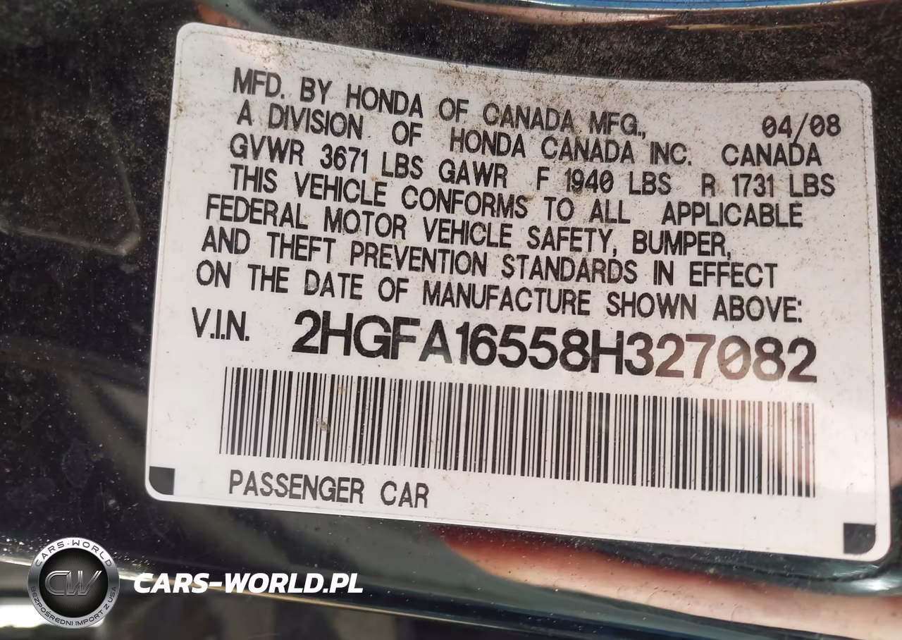 2008 Honda Civic Lx VIN:2HGFA16558H327082 - 9