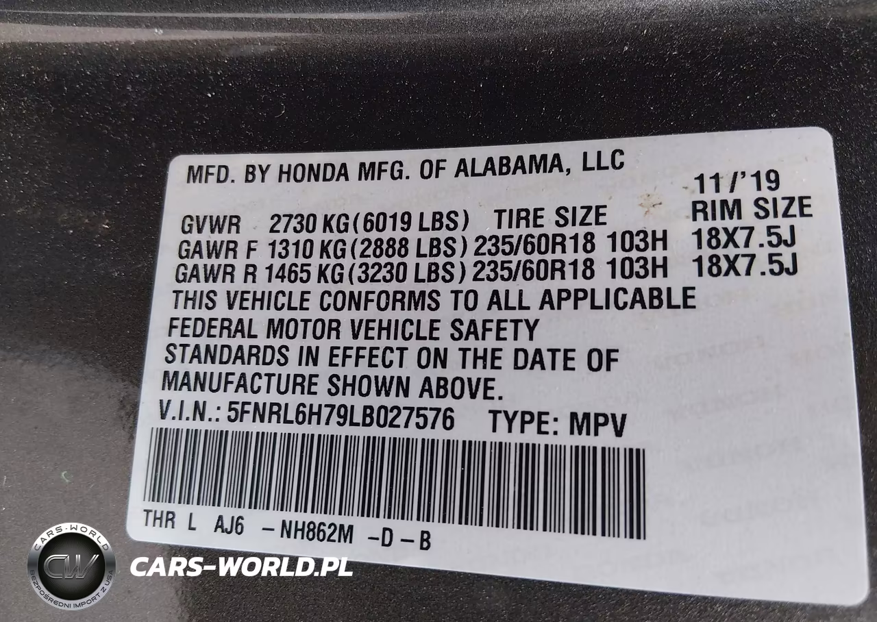 2020 Honda Odyssey Ex-L-Ex-L W-Navi Res VIN:5FNRL6H79LB027576 - 9