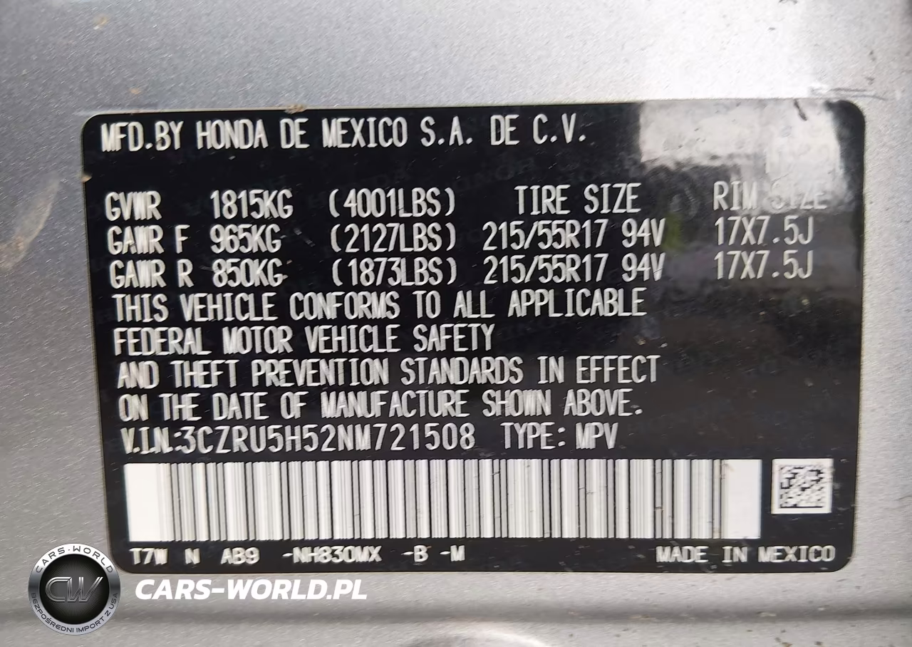 2022 Honda Hr-V 2Wd Ex VIN:3CZRU5H52NM721508 - 9