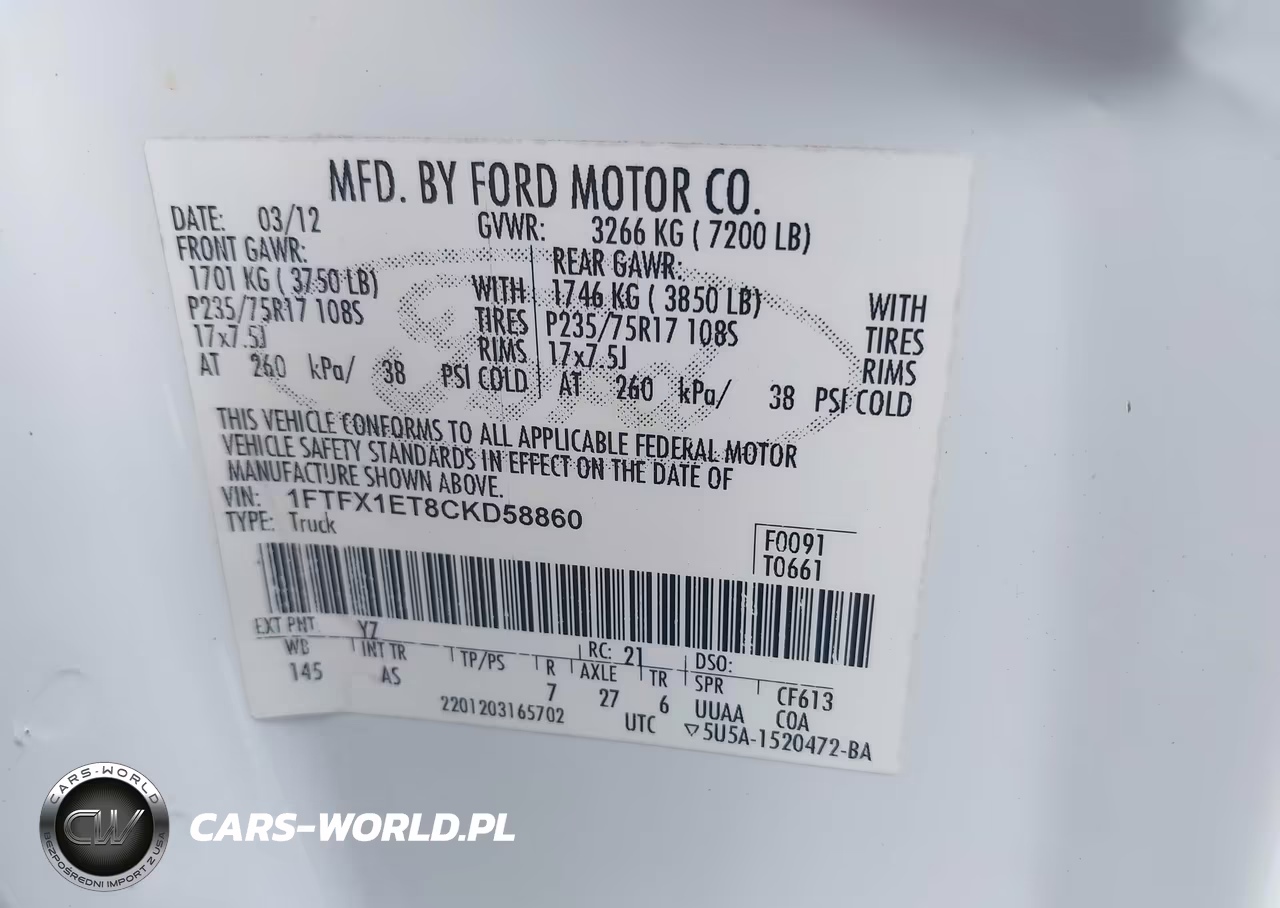 2012 Ford F-150 Xl VIN:1FTFX1ET8CKD58860 - 9