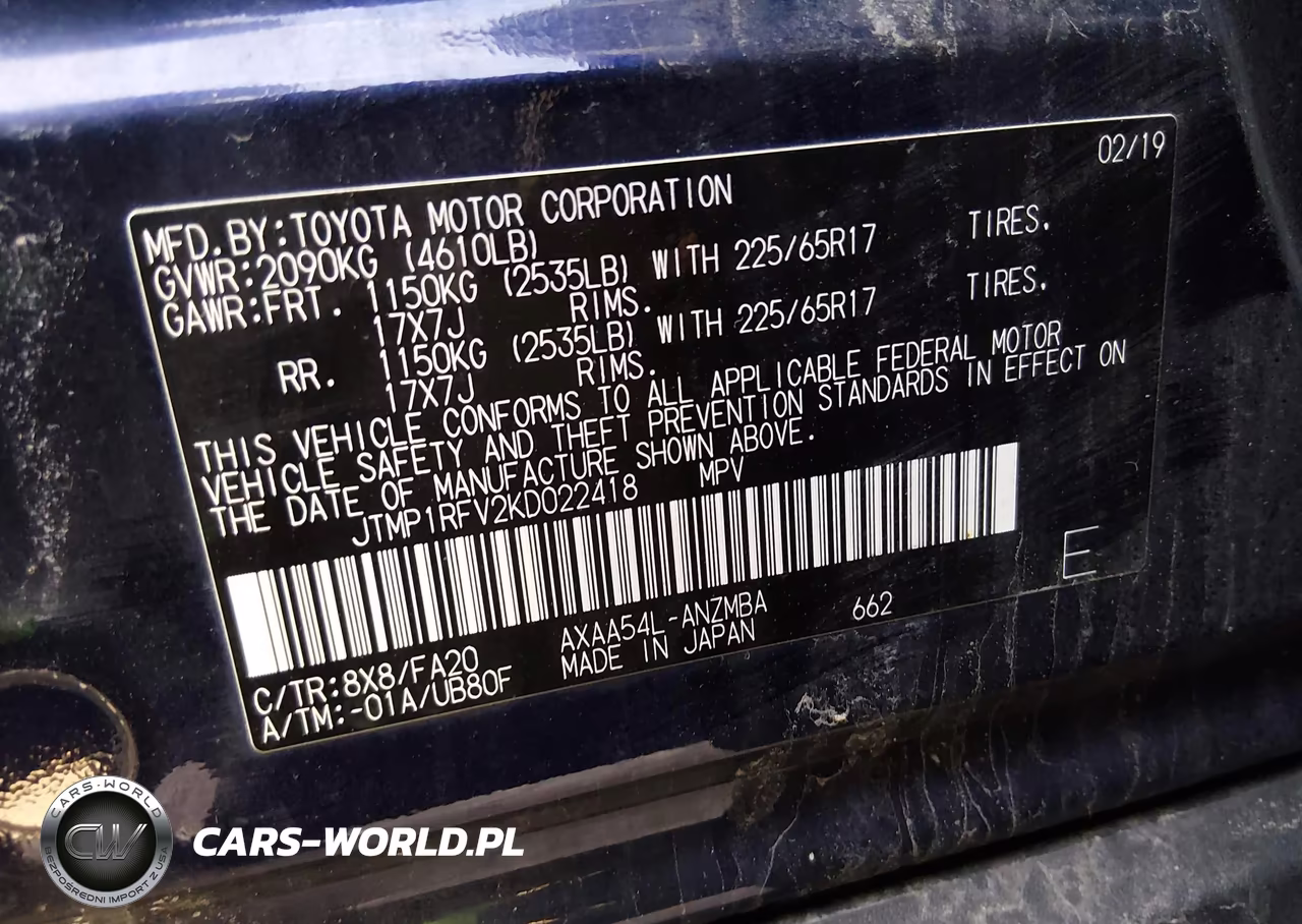 2019 Toyota Rav4 Xle VIN:JTMP1RFV2KD022418 - 9