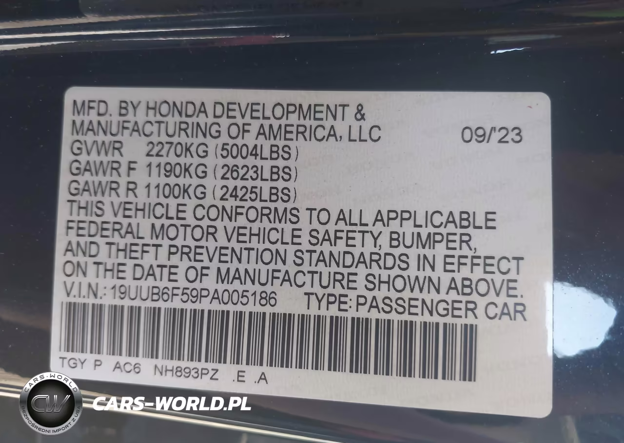 2023 Acura Tlx A-Spec Package VIN:19UUB6F59PA005186 - 9