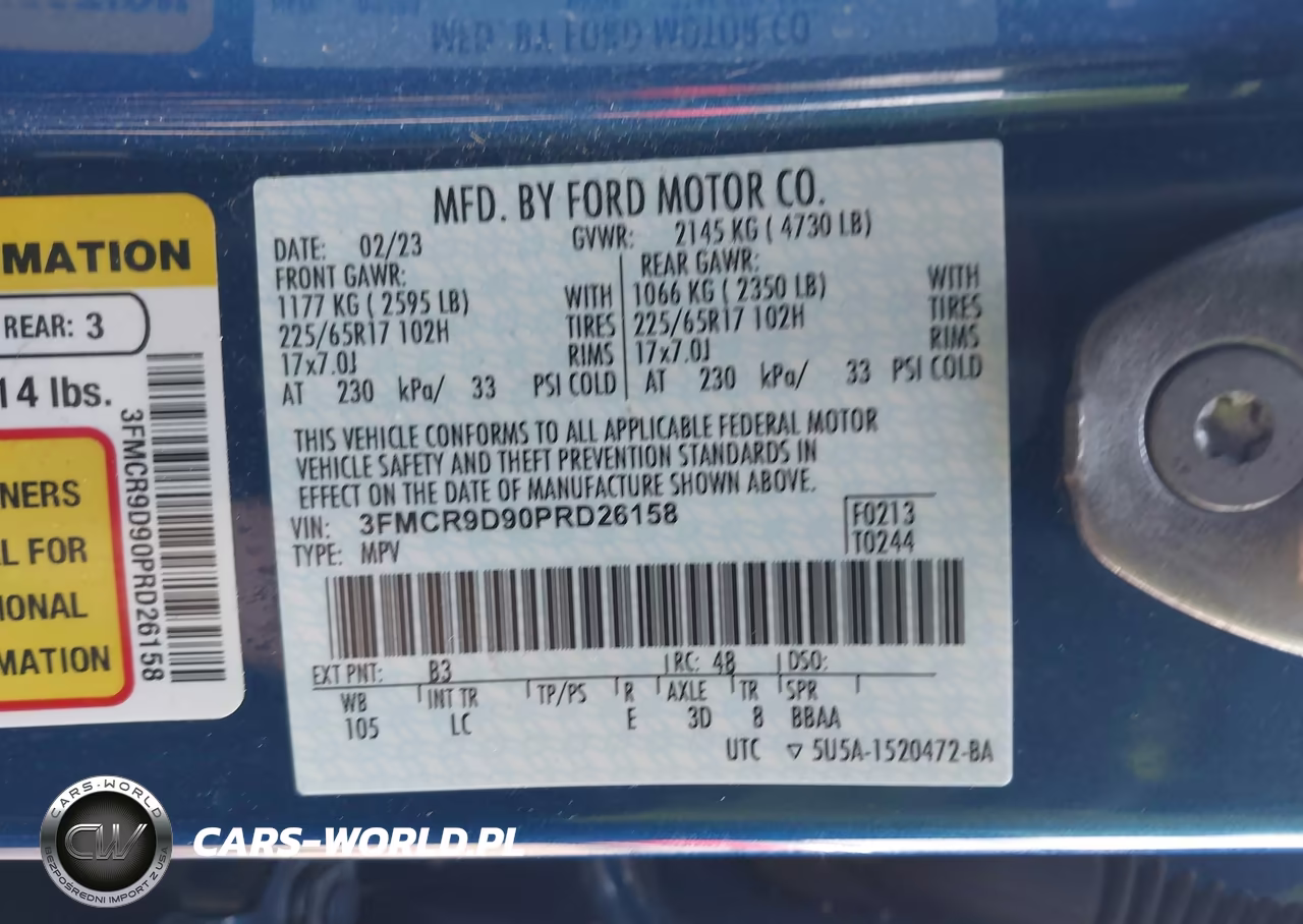 2023 Ford Bronco Sport Badlands VIN:3FMCR9D90PRD26158 - 9