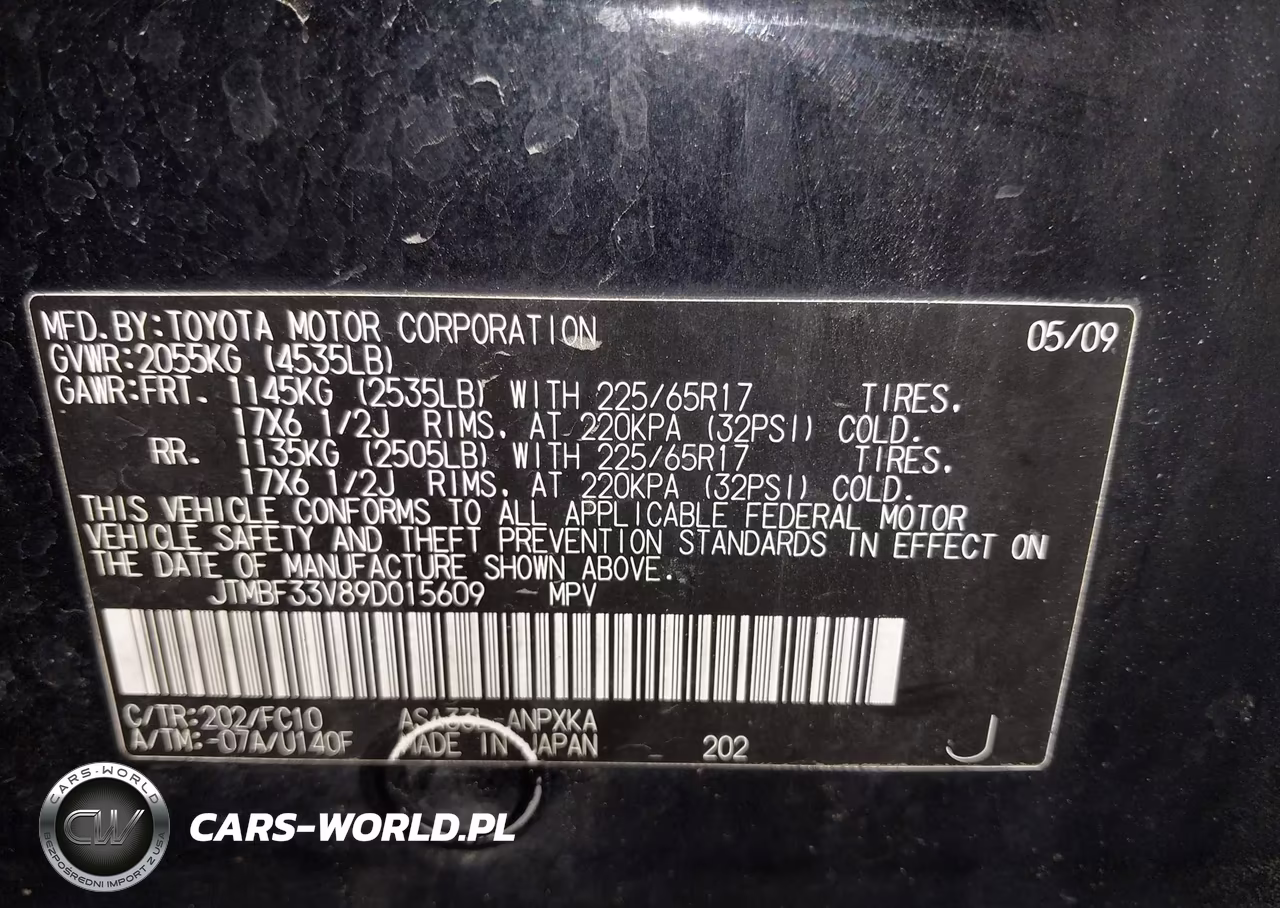 2009 Toyota Rav4 VIN:JTMBF33V89D015609 - 9