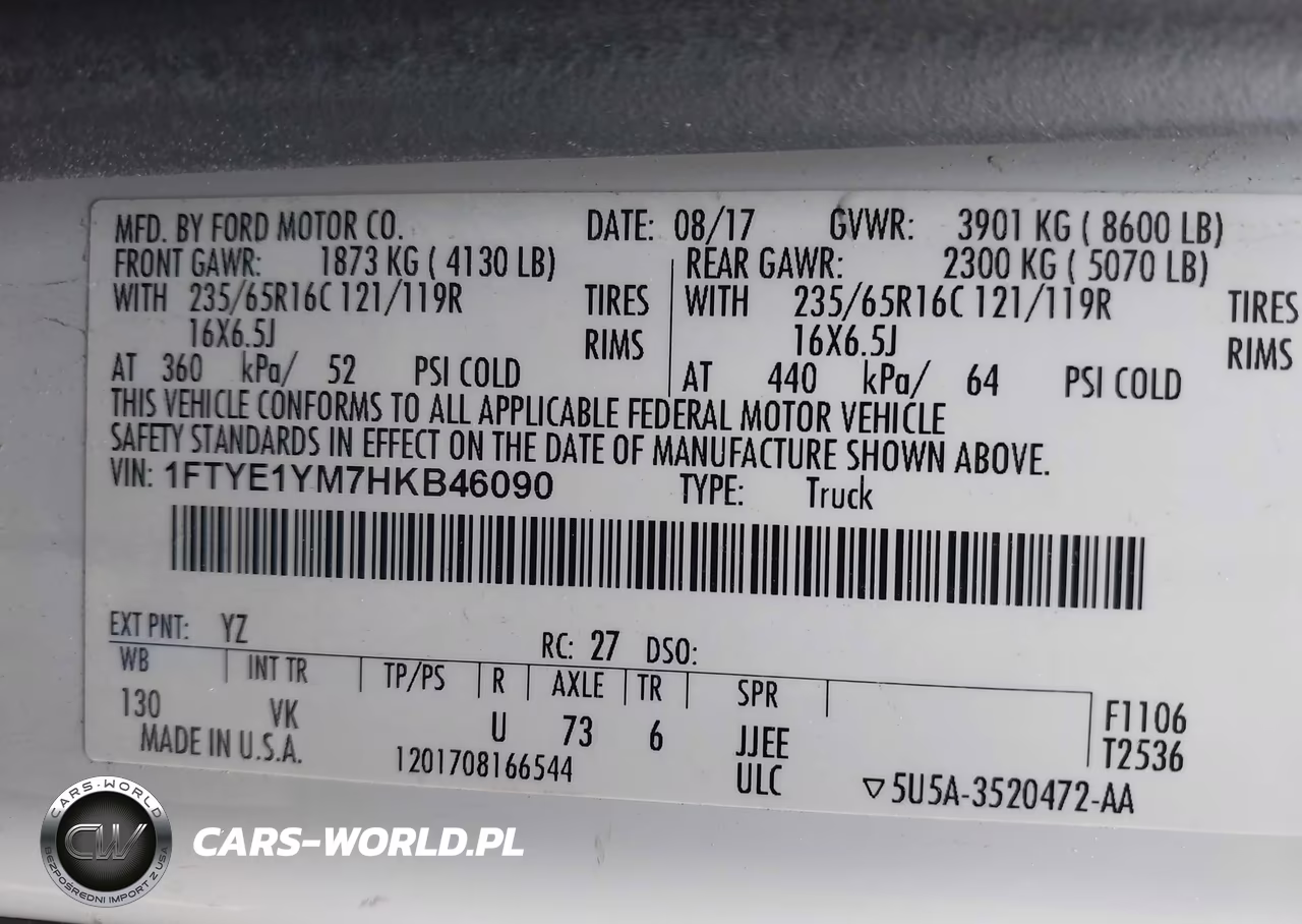 2017 Ford Transit-150 VIN:1FTYE1YM7HKB46090 - 9