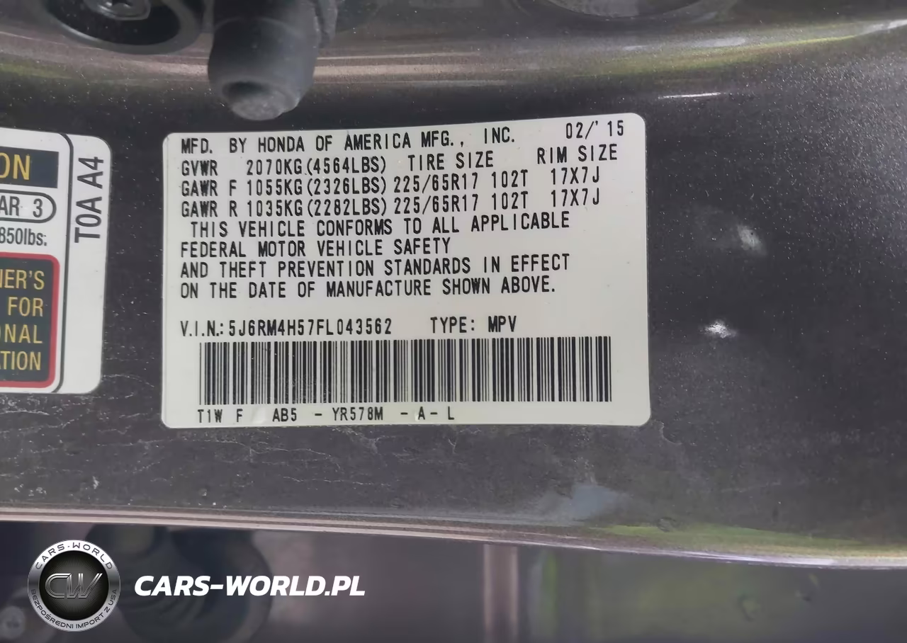 2015 Honda Cr-V Ex VIN:5J6RM4H57FL043562 - 9