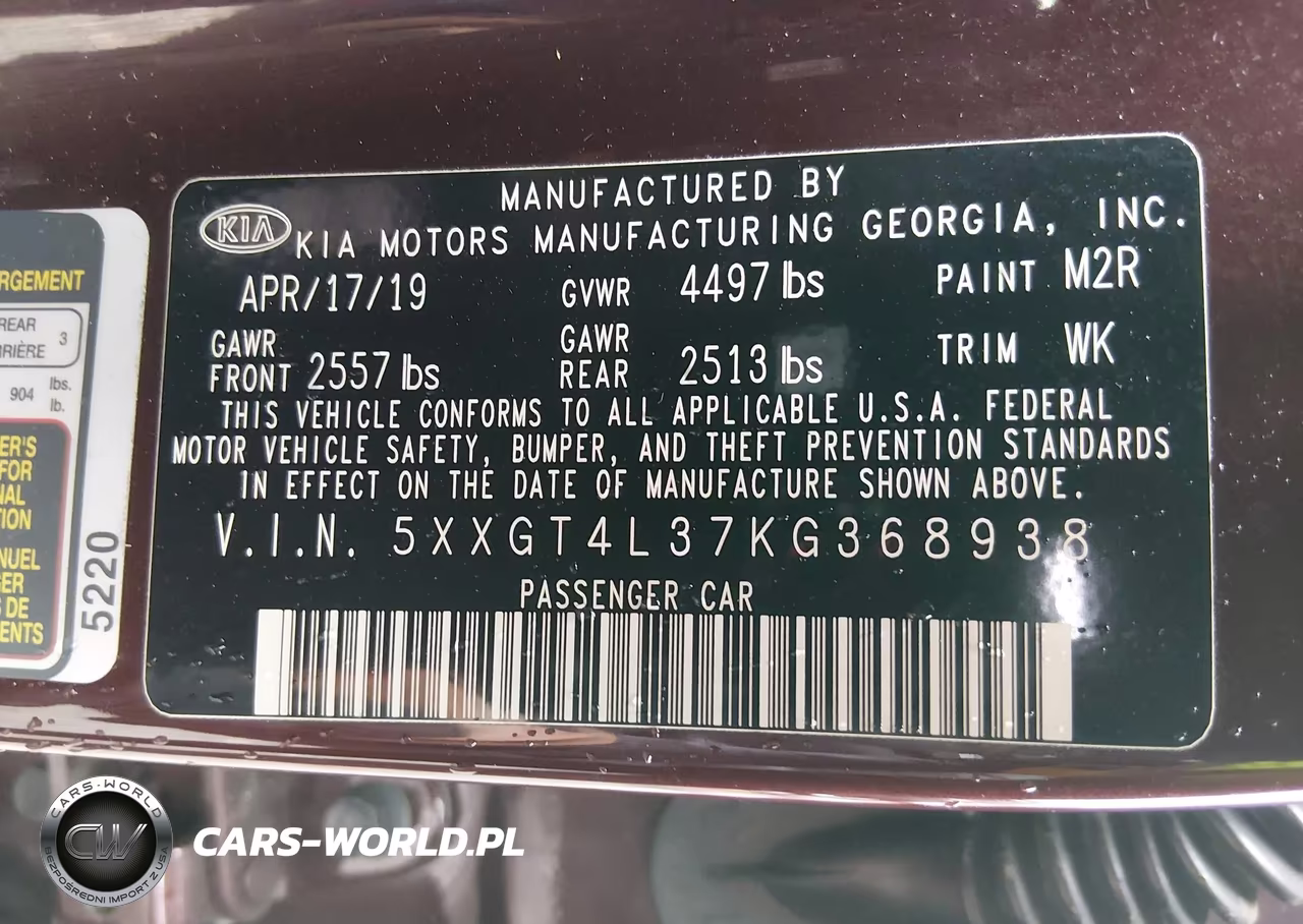 2019 Kia Optima Lx VIN:5XXGT4L37KG368938 - 9