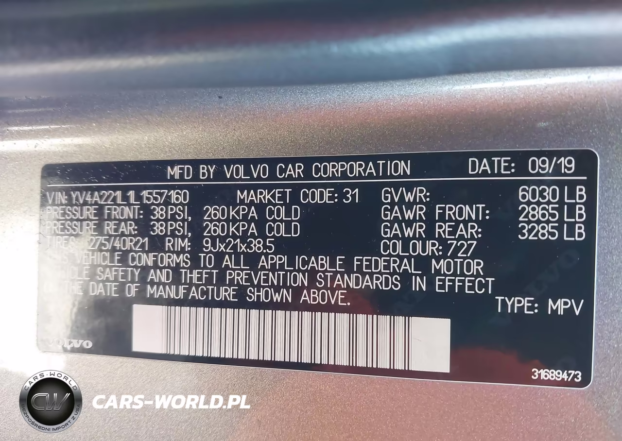 2020 Volvo Xc90 T6 Inscription 6 Passenger VIN:YV4A221L1L1557160 - 9