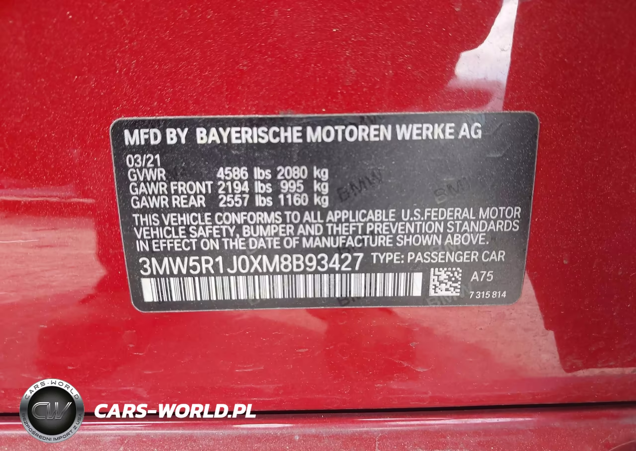 2021 BMW 330I VIN:3MW5R1J0XM8B93427 - 9