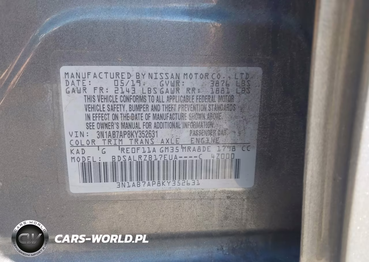 2019 Nissan Sentra Sr VIN:3N1AB7AP8KY352631 - 9