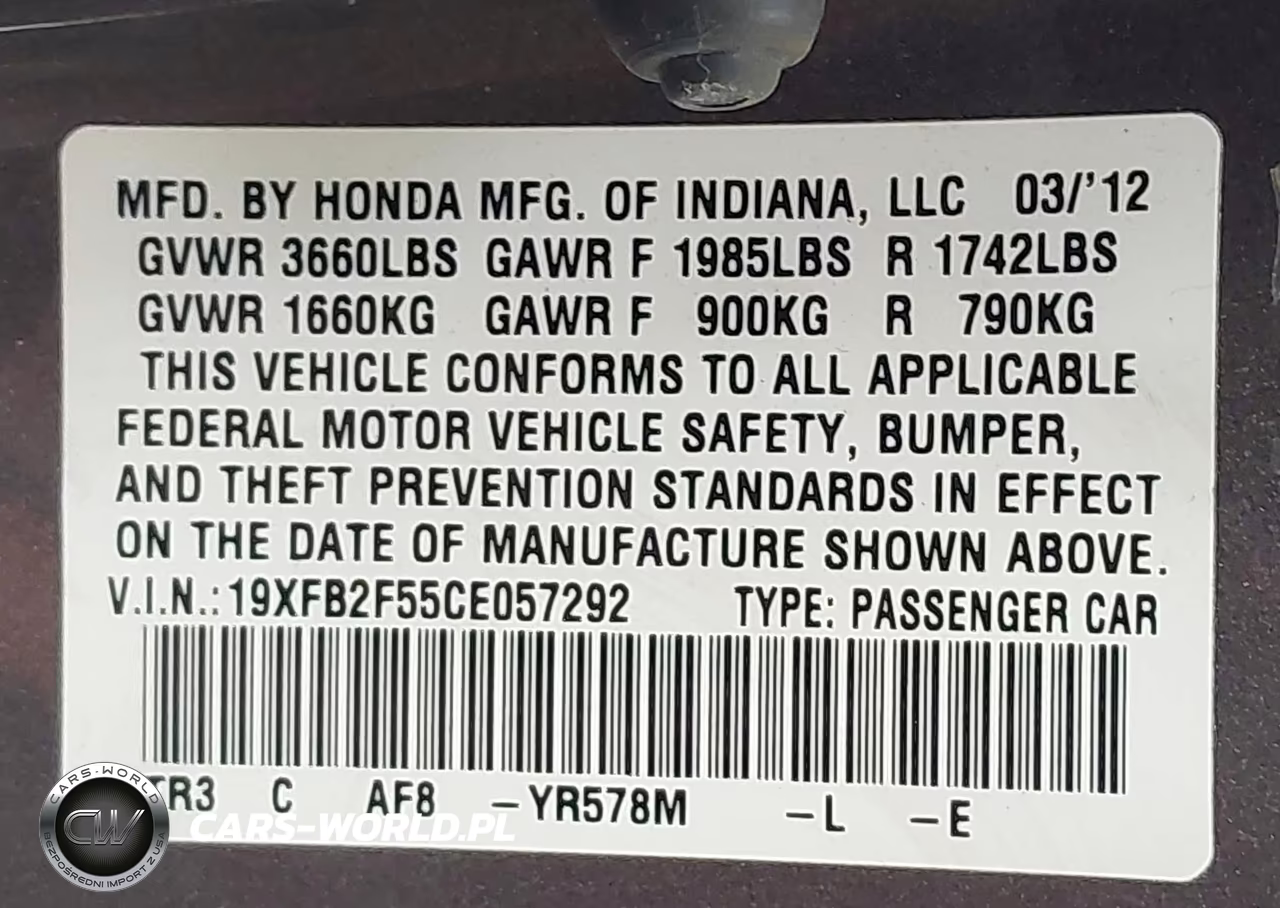 2012 Honda Civic Lx VIN:19XFB2F55CE057292 - 9