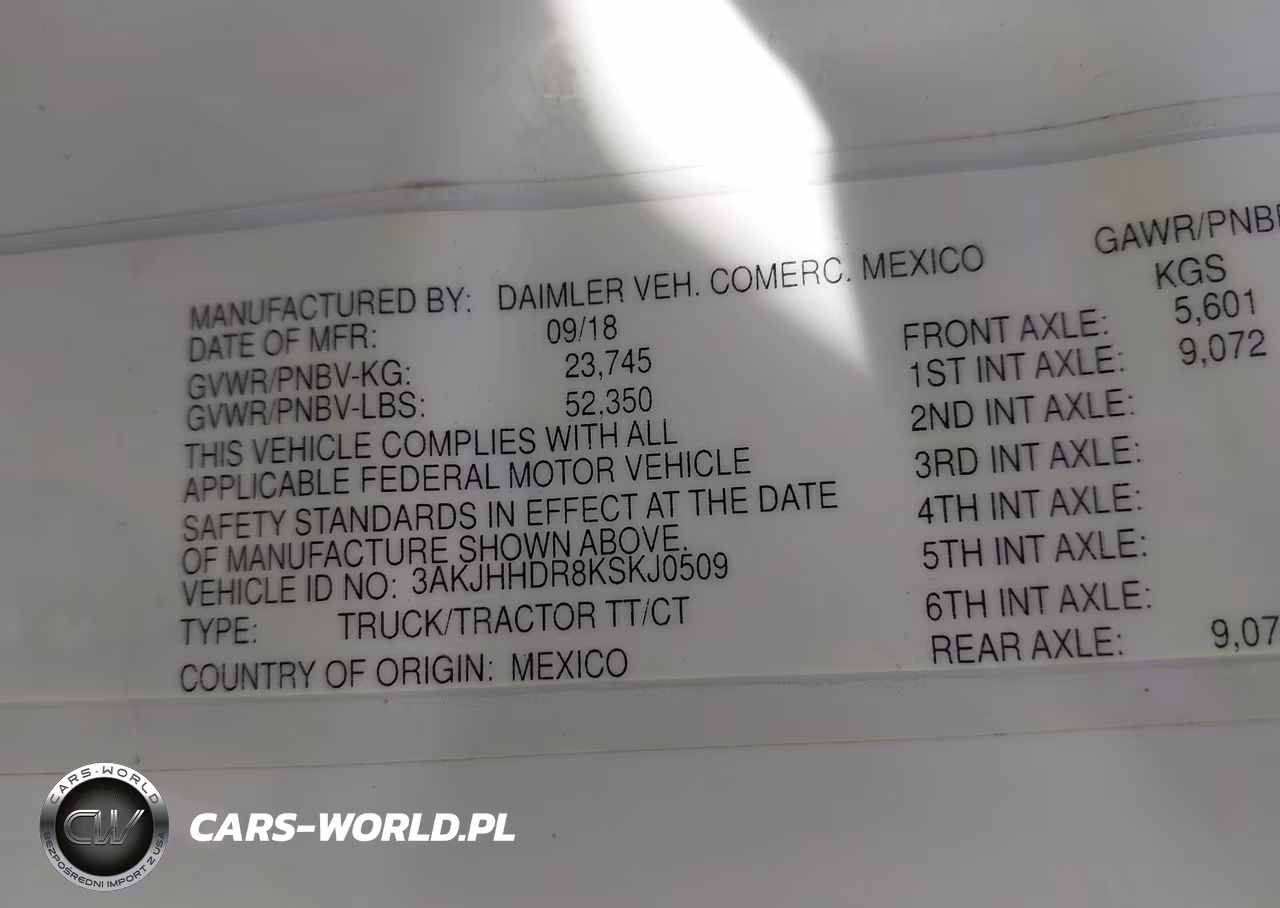 2019 Freightliner New Cascadia 126 VIN:3AKJHHDR8KSKJ0509 - 8